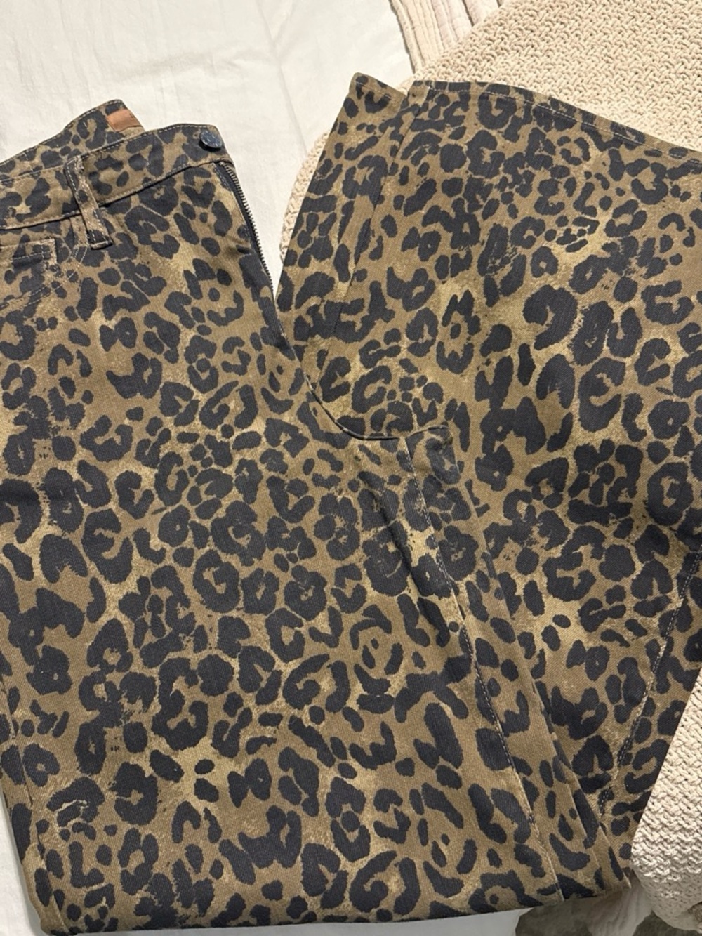 Judy Blue Olive Brown and Black Leopard Wide Leg Jeans